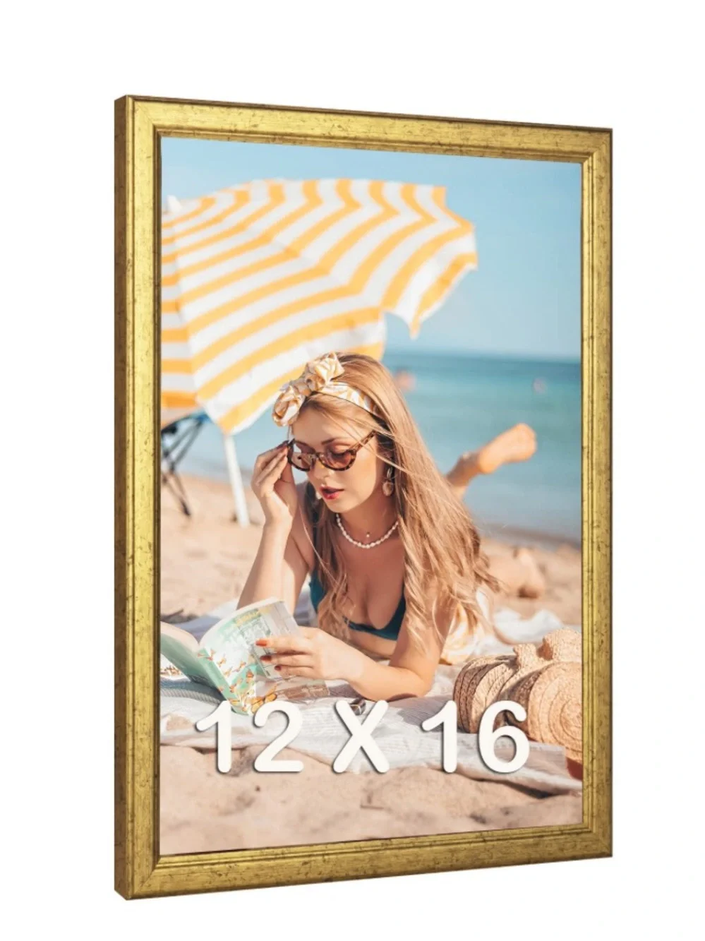 Gold Wood Rectangular Picture Frame Portrait or Landscape 12x16”